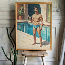 Retro Poolside Gentlemen Posters
