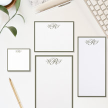 Olive Green Classic Monogram Stationery