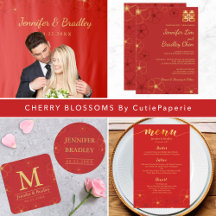 Cherry Blossoms Red & Gold Wedding