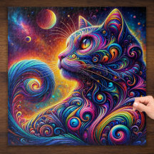 Spiral Mystic Galaxy Rainbow Cat