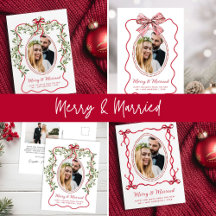 Whimsical Merry & Married Christmas Cards