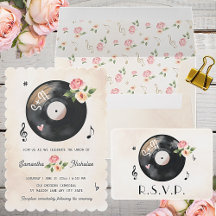 Vintage Floral Vinyl Record Wedding and Shower  