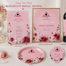 Vintage Red Floral Bridgerton Bridal Shower 