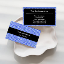 Greek Meander Key Square Blue Business Cards