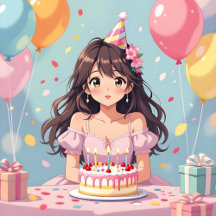 Pretty Anime Girl Birthday Party