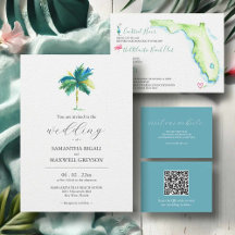 Florida Beach Wedding Watercolor Stationery Suite