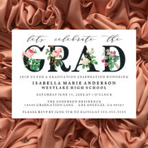 ELEGANT FLORAL BOTANICAL GRADUATION INVITATIONS