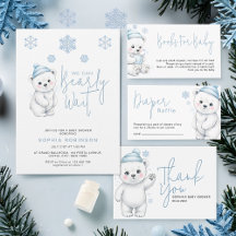 Modern Polar Bear Winter Baby Boy Shower
