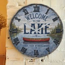 Lake House Wall Clocks | Rustic Cabin, Nautical 