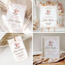 Dusty Pink Cowgirl Boot First Rodeo Birthday Decor