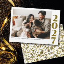Happy New Year foil photo holiday cards modern