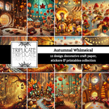 Whimsical Autumnal Scrapbooking & Craft Paper