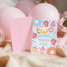 Girly Whimsical Two Sweet 2nd Birthday Party