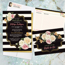 Chic Black, Ivory, Gold Floral Bridal Shower Suite