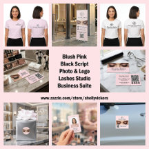 Blush Pink Script Photo Logo Lashes Studio Busines