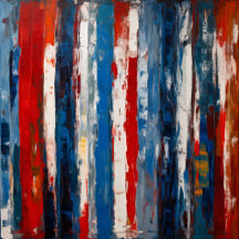Red Blue White Painted Vertical Abstract Stripes