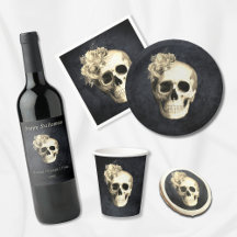 Gothic Skull White Roses Halloween Party