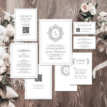 Elegant Floral Monogram Vintage Wedding Suite