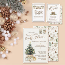Elegant White Merry Little Christmas Baby Shower 