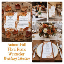 Autumn Fall Floral Rustic Watercolor Wedding 