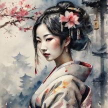 Watercolor Geisha Prints