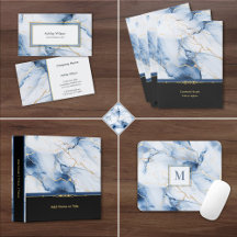 Elegant Modern White Marble with Blue and Gold