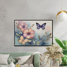 Whimsical Butterfly Floral and Butterflies