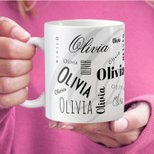 Olivia Custom Name  Black White Typography
