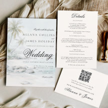 Elegant Coastal Beach Watercolor Wedding Suite