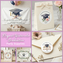 Elegant Watercolor Graduation Party Supplies