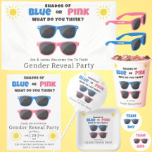 Blue or Pink Sunglasses Summer Gender Reveal Party