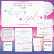 Boy or Girl Hearts Gender Reveal Party Collection