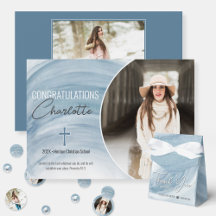 Elegant Christian Blue Watercolor Graduation