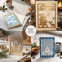 Faux Papercut Designed Christmas Holiday Cards
