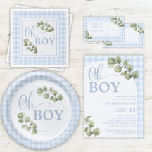 Oh Boy Blue and Greenery Baby Shower