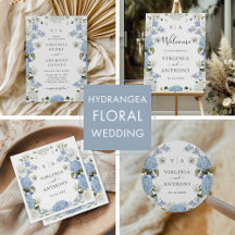 Elegant Blue Hydrangea White Roses Floral Wedding