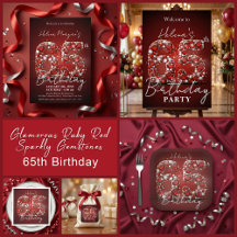 Glamorous Ruby Red Sparkly Gemstones 65th Birthday