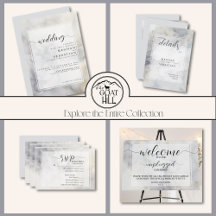 WEDDING | Chic Grey - Pale Gold Watercolor Clouds 