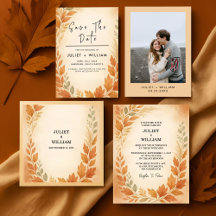 Elegant Leaves & Pampas Grass Autumn Fall Wedding