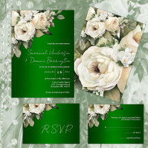 Boho Emerald Green and White Roses Wedding