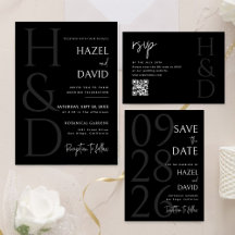 Black and White Monogram Minimalist Wedding Set