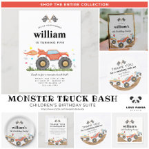 Cute Monster Truck Bash Car Race Kids Birthday 001