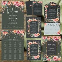 Dark Sage Green Rustic Floral Wedding Collection