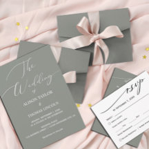 Simple Sage Green Calligraphy Wedding Suite