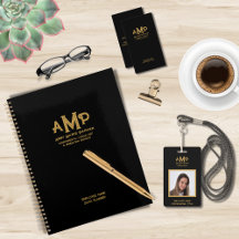 Black and Gold 3 Letter Monogram Business Logo