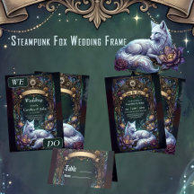 Steampunk Fox Wedding Frame.