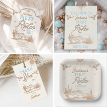 Blue Vintage Desert First Rodeo Birthday Decor