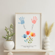 Handprint Flower Art gift with custom names 