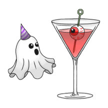 Halloween Ghost with a Spooky Cocktail