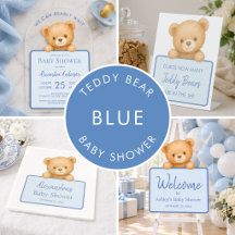 Cute Teddy Bear Blue Baby Shower for a Boy